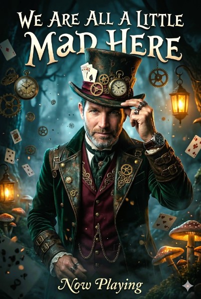 Daniel Hungerford in a Victorian top hat and emerald coat